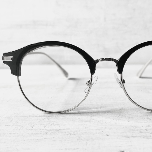 Gigantic +3.00 Reading glasses Round Browline Metal WIDE BIG FIT Black Silver - Picture 1 of 10